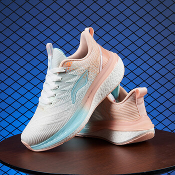 李寕女鞋轻便跑步防滑休闲运动鞋女夏款初中学生体育中考跑鞋白洋粉37