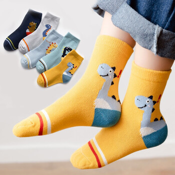 塔曼猫5双装儿童袜子春秋冬季棉袜男童女童小童中大童中筒小孩学生