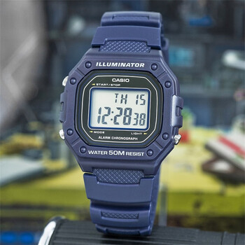 卡西欧(casio)嫩色复古运动小方块电子手表ins百搭休闲防水表w218hc