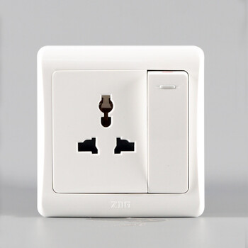 德国品质插座面板 中开兴关插座 g1系列简约雅白开关面板16a三孔一开