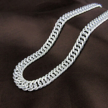 990足银实心平板链男士项链 情侣链坦克链扁平 实心马鞭链重15g长45