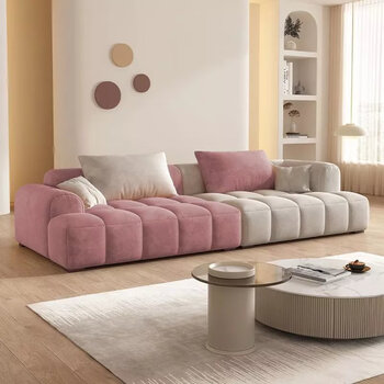 佐思堡新款奶油风拼色布艺沙发客厅大小户型撞色意式轻奢感高端沙发