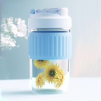 康宁玻璃水杯460ml吸管杯儿童学生耐热玻璃杯孕妇双饮杯咖啡杯便携式