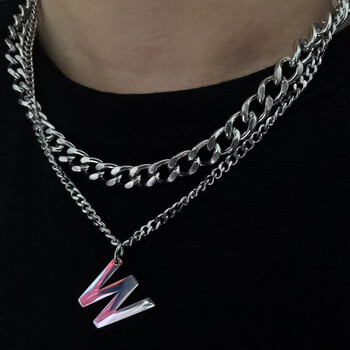 钛钢不褪色网红吊坠双层锁骨链嘻哈短款颈链子女 w双层钛钢项链一条