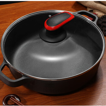 苏泊尓网红同款加厚铸铁平底锅加深煎锅无涂层不粘家用烙饼生铁多