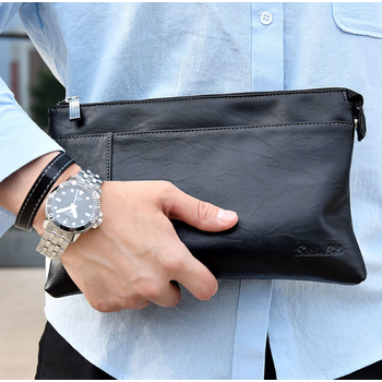 onevan2022新款头层软牛皮手拿包男士手包大容量夹包手抓包休闲信封包