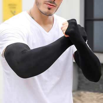 袖套冰丝袖套男加大码宽松版护臂手袖加肥手臂套夏季冰爽护袖 套指