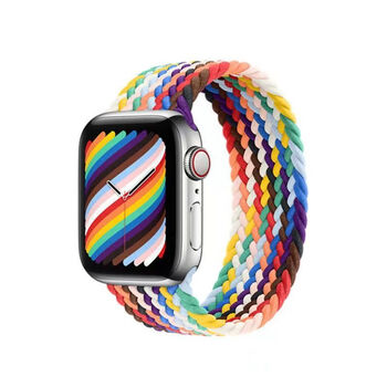 手表带iwatch s6编织尼龙弹力表带s1/2/3/4/5/6/7/se通用 官方彩虹 l