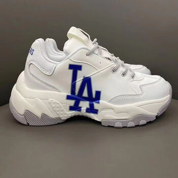 mlb2022新款老爹鞋女ins潮la增高鞋子男女情侣鞋运动鞋 la白蓝色 37