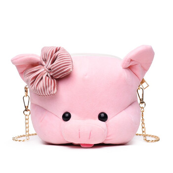 za小猪包2019时尚百搭毛绒毛毛可爱斜挎包猪猪包ra卡通韩版女儿童包抖