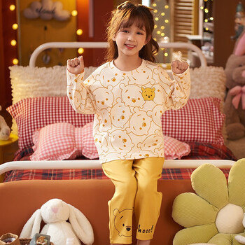 森之鼓儿童睡衣春秋季长袖纯棉女宝宝中大童小女孩两件套女童套装家居