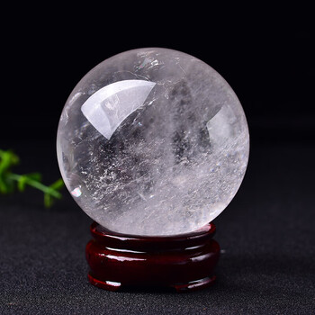 天然白色水晶球摆件能量强净通透彩光原石原矿风水家居饰品礼 白水晶