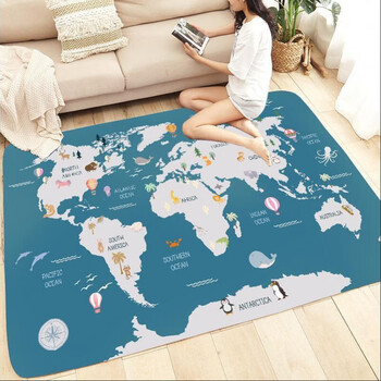 地垫卧室床边脚垫家用儿童卡通可爱少女客厅浴室防滑门口吸水中国地图