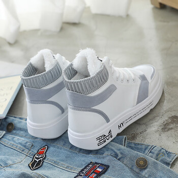 中学生冬季靴子女初中生马丁靴女生高中学生棉鞋加绒保暖冬鞋韩版大童运动白短靴k水月38 图片价格品牌报价 京东