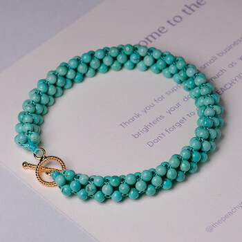 原矿绿松石手串 文玩diy配饰散珠配珠编织手链 8号(适合18手围)