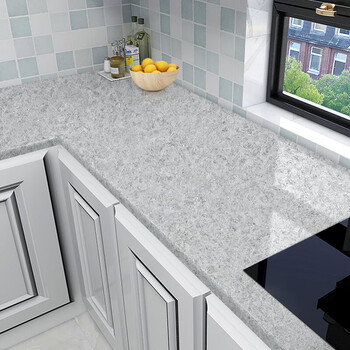 大理石纹加厚灶台墙贴台面餐桌面橱柜贴膜翻新垫纸自粘墙纸8878云朵灰