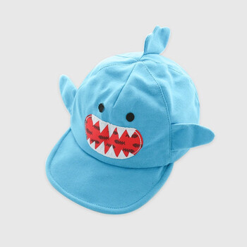 儿秋冬款卡通男女儿童棒球帽鸭舌帽湖蓝红嘴鲨鱼4448cm适合1岁以内