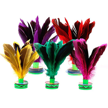 大号儿童毽子比赛专用 彩色羽毛牛筋底3个装 鸭毛彩色毽子5只装