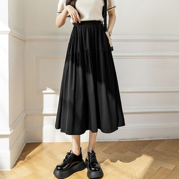 有口袋的半身裙白色半身裙女夏季中长款不规则伞裙a