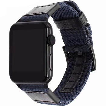 适用于苹果apple watch吉普尼龙表带iwatch7/6/se帆布贴皮手表带 午夜