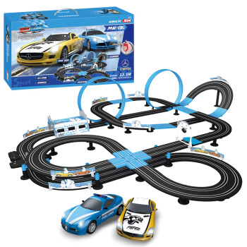 音速风暴电动遥控儿童轨道车玩具双人竞速竞赛车亲子互动男孩玩具生日礼物 MR-06长13.5米+电动遥控+2辆赛车
