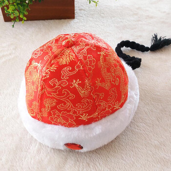 婴儿拜年帽子宝宝抓周唐装帽2021春秋中国风儿童帽子婴儿周岁红帽子少