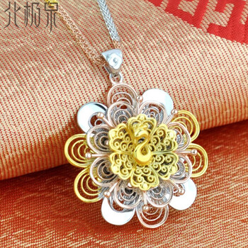 北极泉项链女款孔雀吊坠气质彩银颈链间银饰520送女友礼物孔雀吊坠加