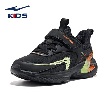 鸿星尔克(erke)童鞋男童弹力型跑鞋儿童运动鞋63122303057正黑/青苹果