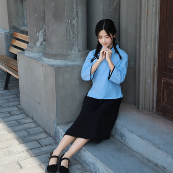 民国风学生装男女五四青年毕业班校服国民中山装合唱舞台演出服装工装