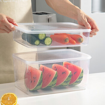 清野の木 冰箱收纳盒透明带盖大号蔬菜水果肉类保鲜盒厨房密封食物分装盒 1.1L单个装 (20*14*5.5cm)