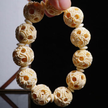 鬼工球猛犸牙鬼工玲珑球同心鬼工球摆件 diy项链手链配饰包包手机挂