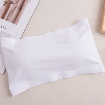 抹胸式文胸无肩带背心聚拢一字围内衣一片式无痕冰丝防走光裹胸 白色