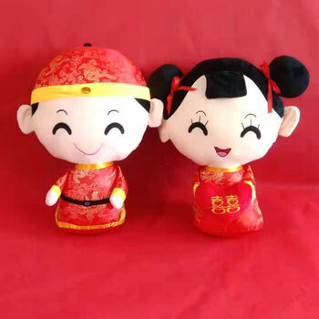 结婚压床娃娃一对结婚礼物毛绒玩具玩偶情侣婚庆公仔穿衣婚房喜50厘米