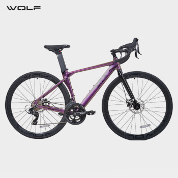 WOLF跑狼后浪Lite破风型公路自行车男女14速弯把铝合金学生公路车赛车 280-幻彩紫：禧玛诺 16速 450mm