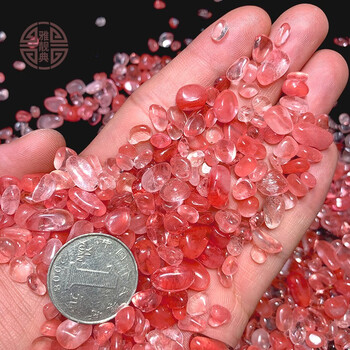 雅靓典优化西瓜晶碎石粉红色水晶消磁摆件装饰房屋花瓶鱼缸造景小石头