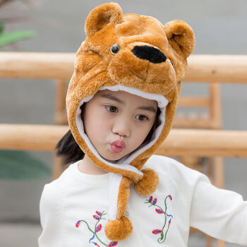 生肖全套幼儿园圣诞节儿童表演毛绒帽子道具演出头饰动物头套 棕熊