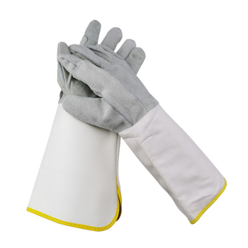 代尔塔(deltaplus)夏季长款无缝劳保烧电焊防护手套牛皮耐高温防烫