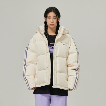 nerdy羽绒服21年冬季新款ny系列宽松情侣款时尚经典短外套女奶白色s