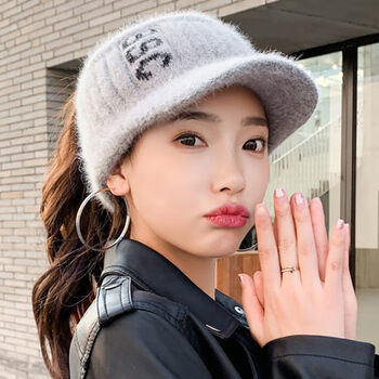 斐珺新品女士帽子秋冬款扎马尾帽子女秋冬百搭空顶帽子韩版时尚毛线帽