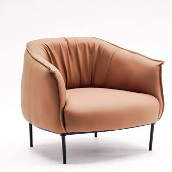 黎贝卡小户型单人皮沙发北欧现代休闲椅简约客厅咖啡厅老虎椅椅浅棕色