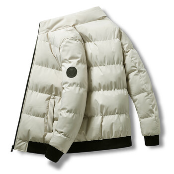 盖世男儿棉衣男秋冬新款加厚保暖时尚休闲棉服外套8668男米白l约1001