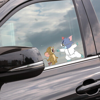 卡通动漫贴摩托电动车后窗创意车贴个性 汤姆帮杰瑞做核酸(坐款)大号