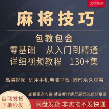 打麻将教程麻将技巧视频教程指南教学自学零基础入门到精通培训课程