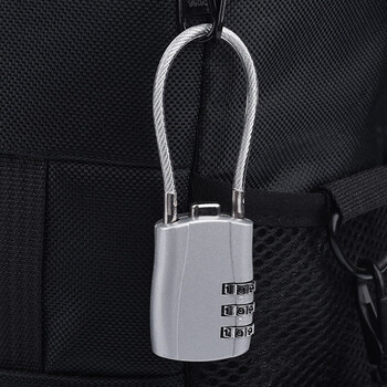 适配钢丝绳挂锁锁具大全密码锁柜子头盔锁防盗软锁书包钥匙小锁银灰色