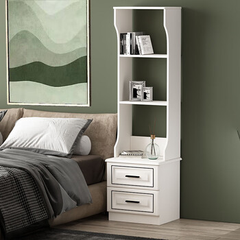 日式实木轻奢床头柜置物书架迷你小储物柜家用卧室床边柜多功能挂衣架