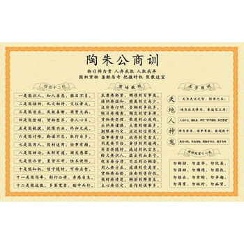 陶朱公商训海报陶朱公生意经书经商十八法中式家用商用墙挂画陶朱公商