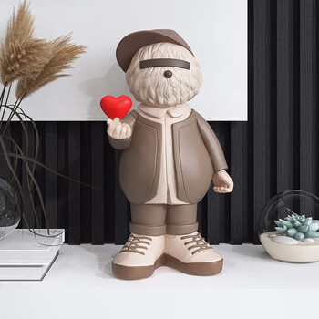 翠佳创意摆件客厅电视柜酒柜家居装饰品玄关桌面摆设新婚比心熊情人节