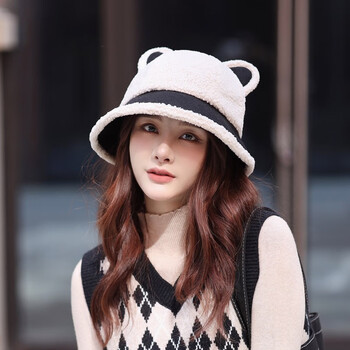 女生冬天外出戴的帽子潮流时尚保暖秋冬季百搭可爱熊猫耳朵渔夫帽子女