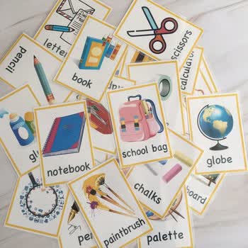 英语单词卡片幼儿园启蒙 塑封防水主题单词卡片幼儿园教具 宝宝儿童