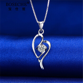 宝仕哲轻奢珠宝品牌天使之吻钻石吊坠时尚锁骨链镶钻颈链项坠白金色